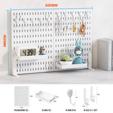 eprolo home and office desktop pegboard with height-adjustable standing storage rack, showing organized peg hooks and adjustable height features