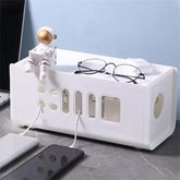 eprolo cable storage box for power boards with wire management, black plastic bin for organizing electronic cables and chargers