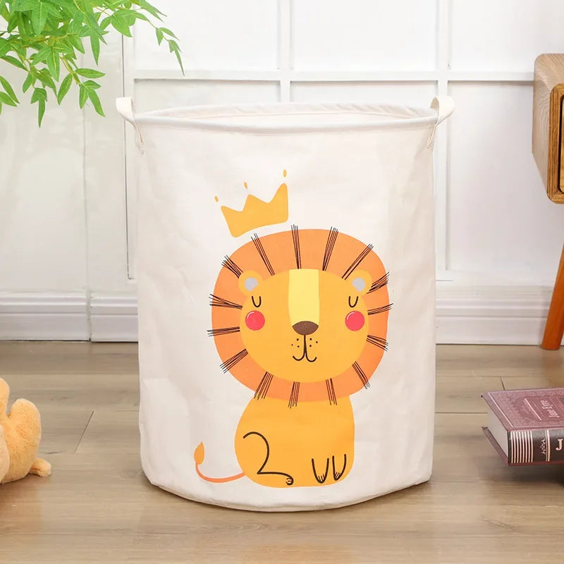 Animal Laundry Toys Organizer Basket Large Cartoon Canvas Barrel