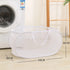 White mesh laundry basket, 58x36cm, collapsible design for easy home laundry storage near washing machine