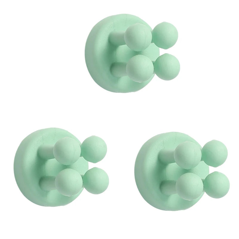 3pcs Adhesive Silicone Toothbrush Holders Wall Mounted Hanging Organization