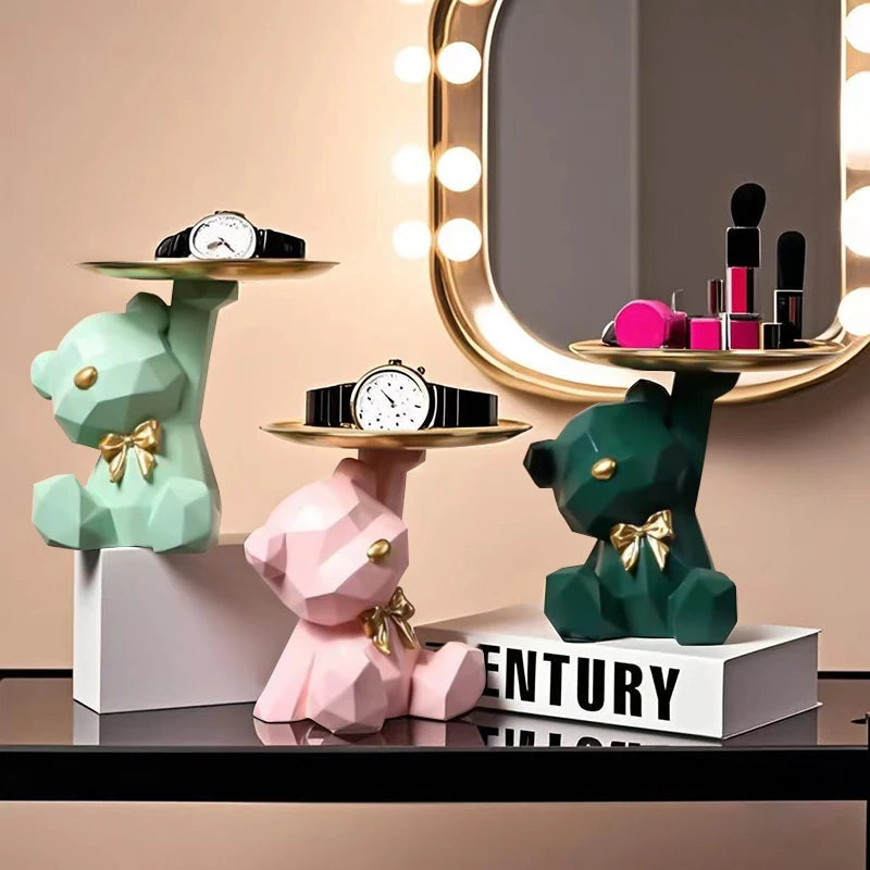 Kawaii Geometric Butterfly Bear Tray Living Room Desktop Storage Tray