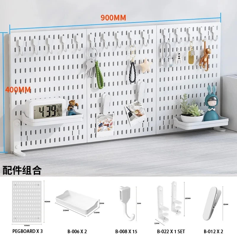 Pegboard combination desktop storage kit, vertical and clip-type pegboard