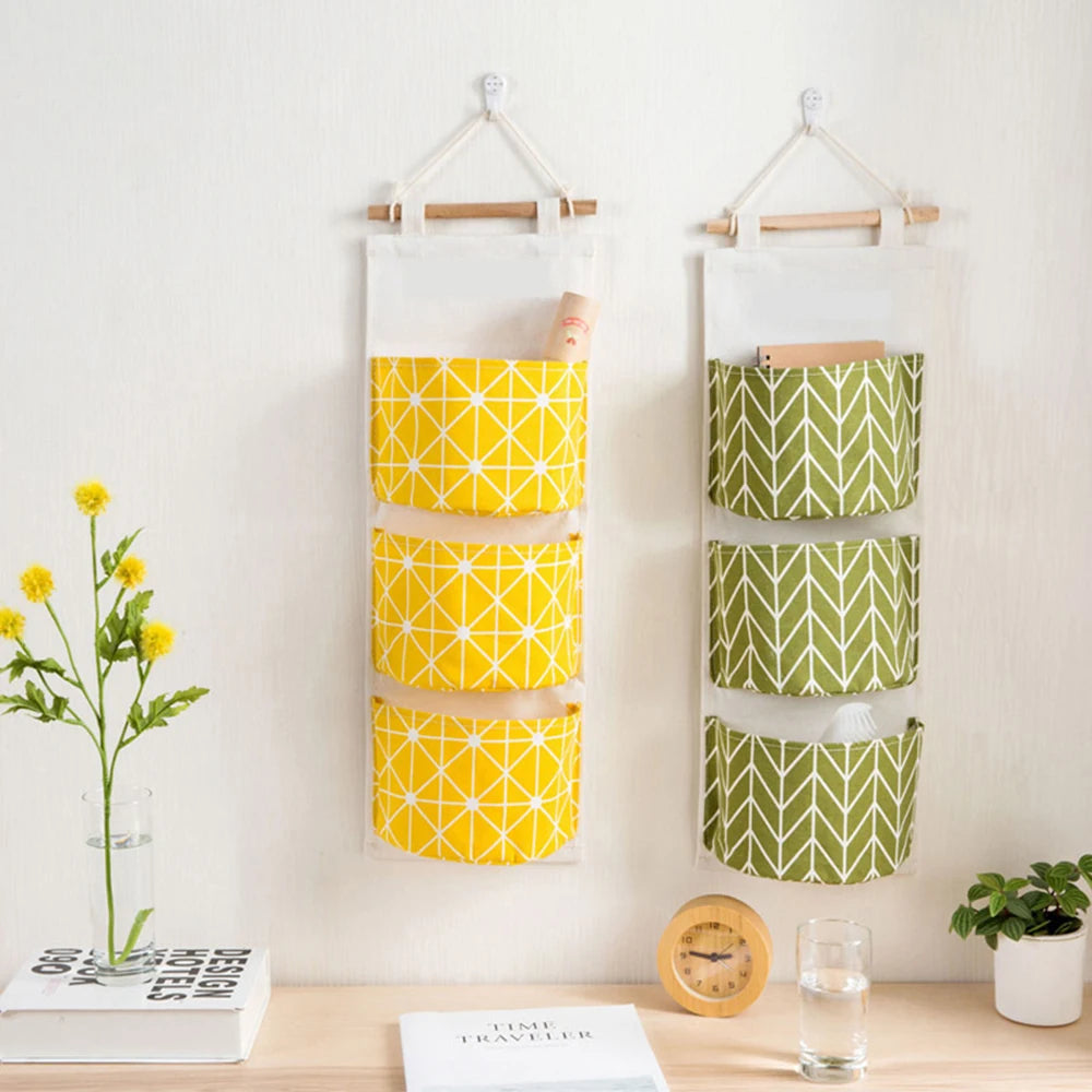 3 Pockets Hanging Organizers Waterproof Hanging Storage Bag Wall Mounted Closet Organizer Bear Flamingo Sundries Bags Home Decor