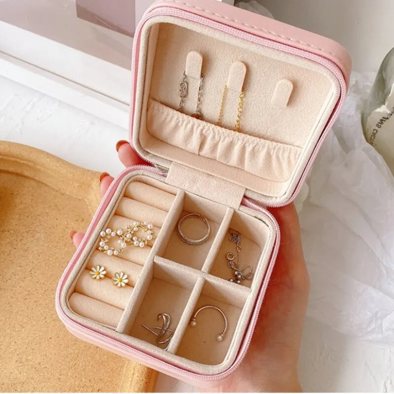 Double Storage Box Ring Earrings Organization Small Zipper Bag