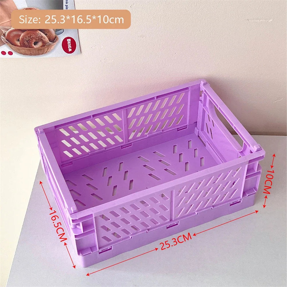 Foldable Storage Box with Handles Collapsible Crate Organization