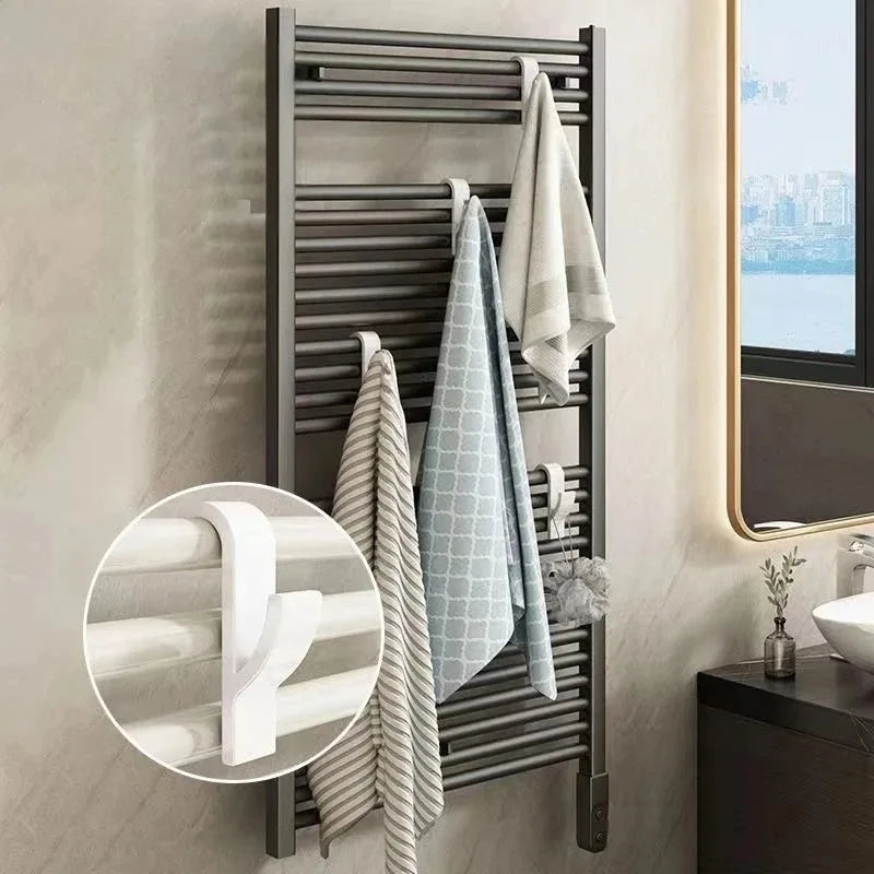 Bathroom Shower Towel Holder Hanger Heated Radiator Rail Hooks