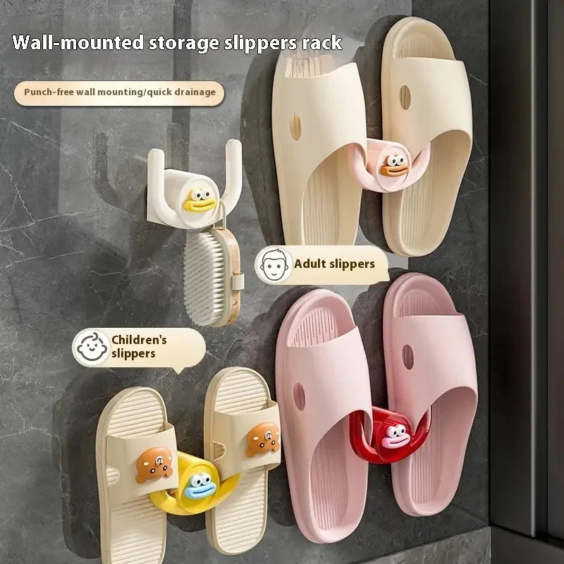 1Pc Cartoon Slippers Hook Bathroom Slipper Rack Shower Storage Organizer