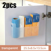 2pcs transparent kitchen cabinet organizer for plastic wrap, bags, 25.5x8.5x13.5cm