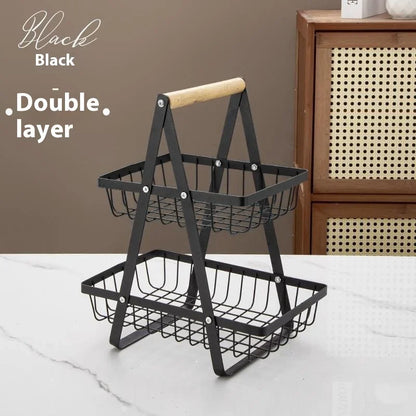 Eprolo 2-3 tiers countertop fruit basket made of iron, portable kitchen organizer with multiple tiers for fruit and produce storage
