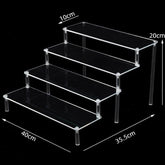 Black acrylic display stand with 1 to 5 tiers, clear riser rack for cupcakes and desserts, ideal for showcasing baked goods.
