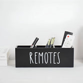 eprolo wooden remote control and stationery organizer for living room, with compartments for remote controls and office supplies