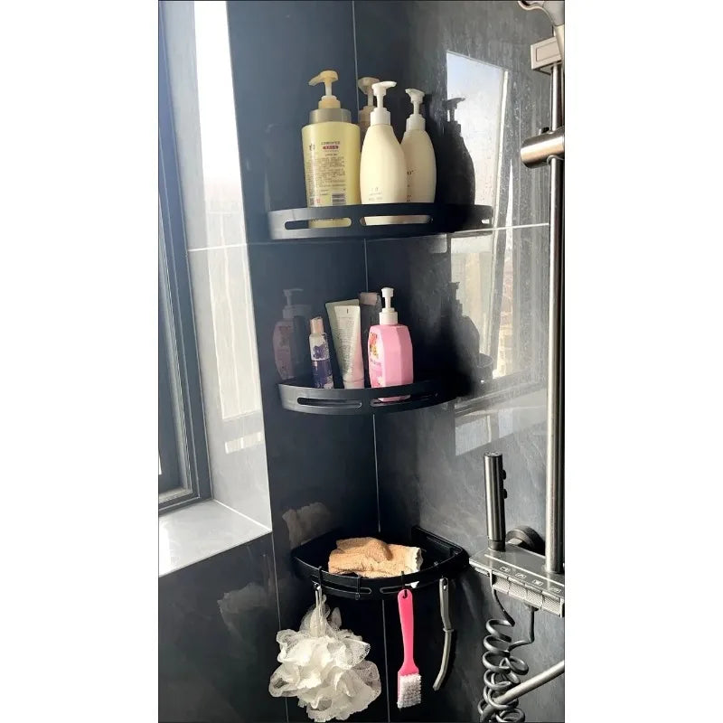 eprolo strong adhesive no drill shower shelf, upgraded wall mount for bathroom storage, sleek and durable design