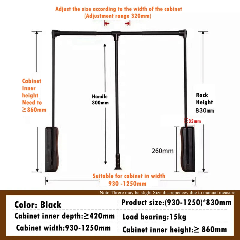 Wardrobe Pull Down Hanger Adjustable Lift Rod Storage Space Saving Closet