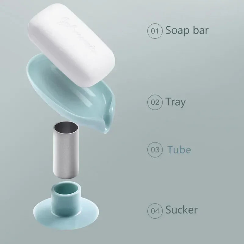 Soap Box Bathroom Accessories Tray Creative Sucker Water-free Storage