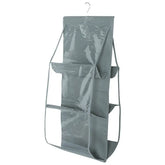 Gray eprolo 6-pocket hanging handbag organizer for wardrobe closet, waterproof fabric, provides organized storage for handbags.