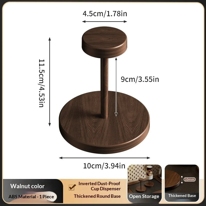 Wooden Cup Dispenser Holder For Paper Coffee Tea Kitchen Countertop Organizer