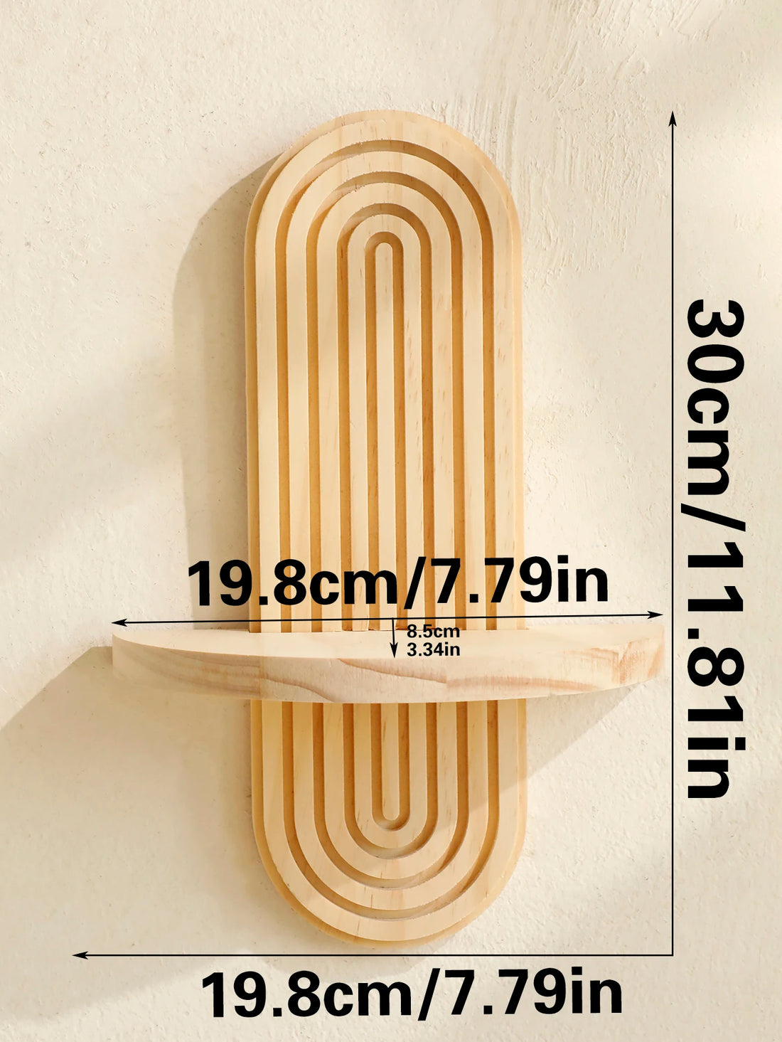 1Pc Boho Style Wooden Wall Shelves - Geometric Wall Mounted Shelves