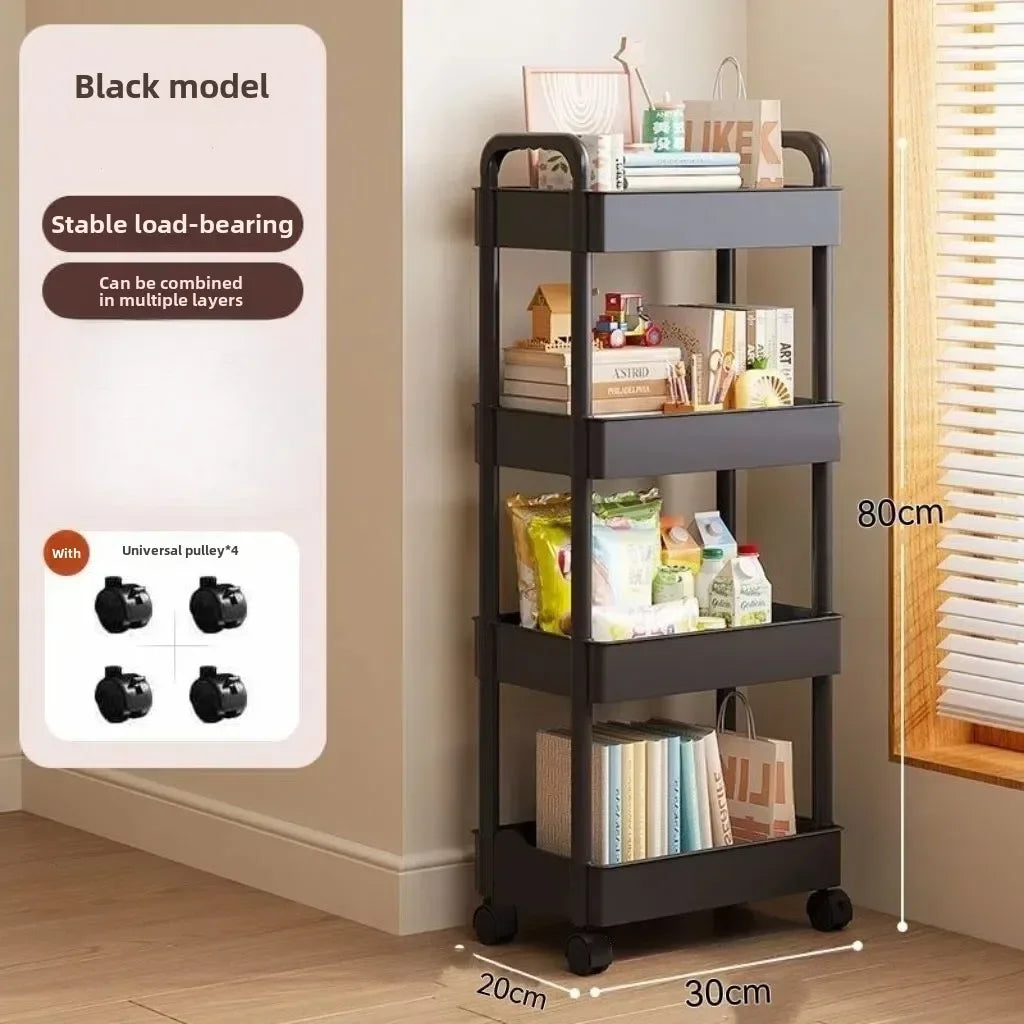 Multifunctional Storage Cart Open Shelves Book Display Kitchen Organizer