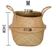 Seaweed Wicker Basket Rattan Hanging Flowerpot  Dirty Clothes Storage