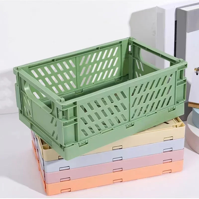 Foldable Storage Box with Handles Collapsible Crate Organization