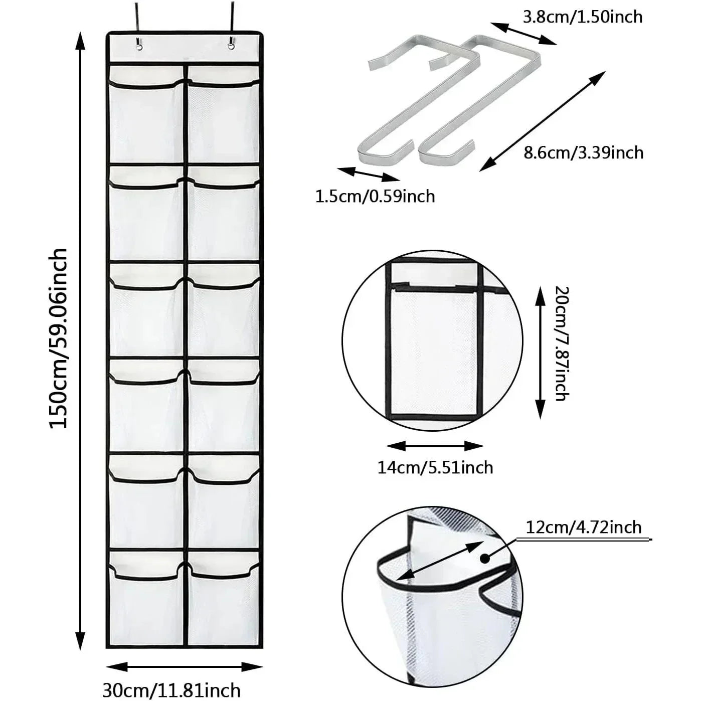 Pockets Over The Door Shoe Organizer Hanging Shoe Storage Rack