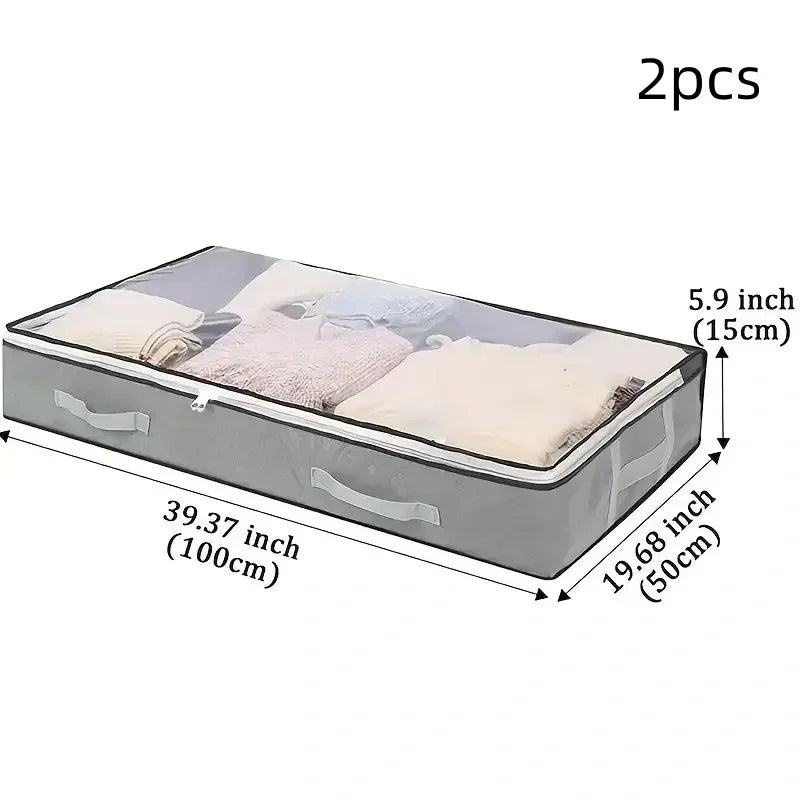1pc/2pcs/3pcs Dustproof Under Bed Storage Box with Reinforced Handles