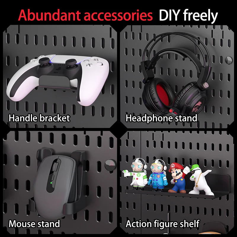 Pegboard combination desktop storage kit, vertical and clip-type pegboard