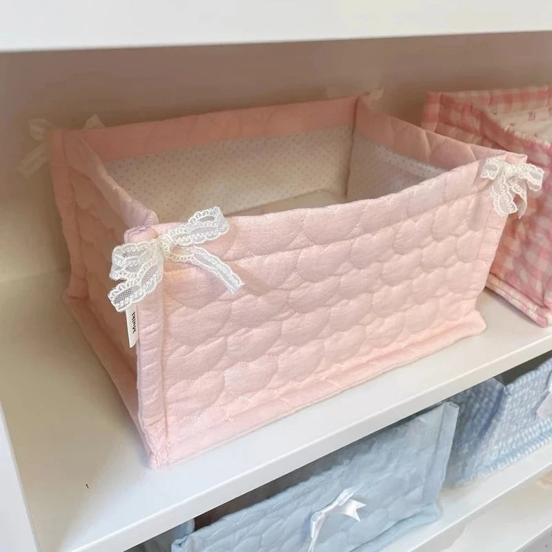 Square Storage Basket Flower Desktop Organizer Storage Basket