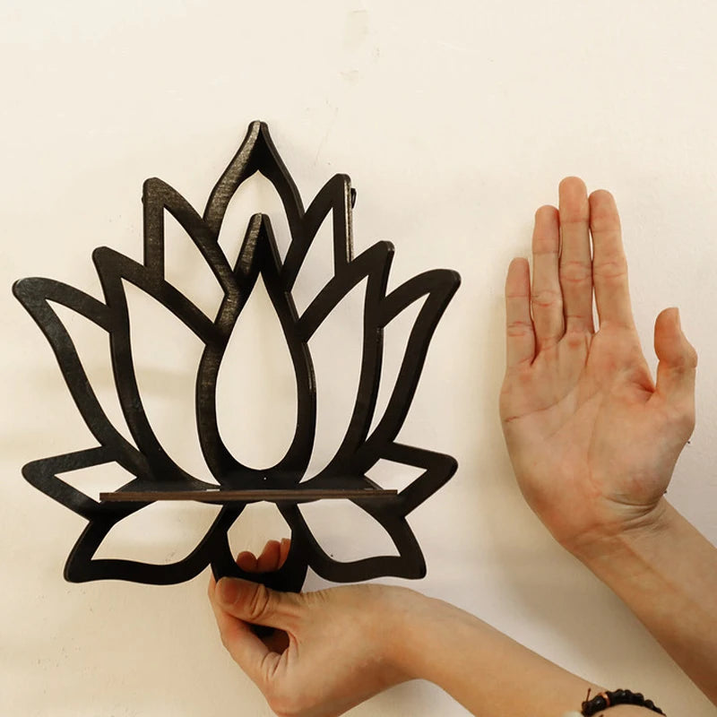 Wooden Lotus Hollow Decorative Rack Aromatherapy Organi
