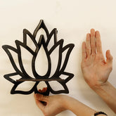 Wooden lotus-shaped hollow decorative rack from eprolo, designed for aromatherapy organization and display.