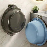 Set of stainless steel washbasin hooks by eprolo, punch-free bathroom hooks for towels and accessories, shown in a bathroom setting.