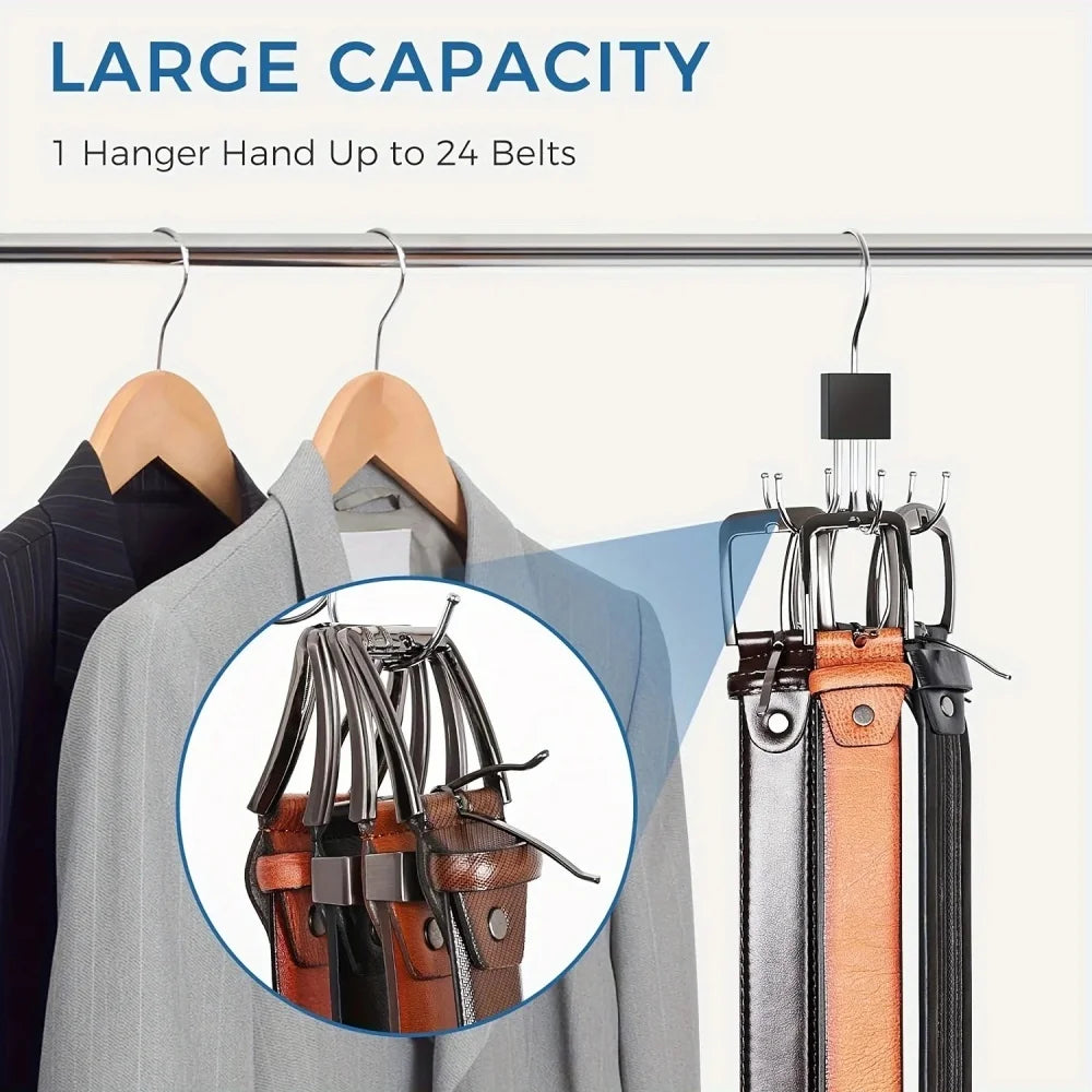 360°Rotating Belt Hanger Hook Durable Belts Rack Organizer Hanger
