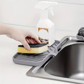 eprolo sink silicone tray with drain, soap and sponge storage holder for kitchen countertop organization