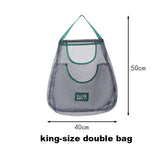 King-size double mesh bag with green trim, 50cm height, 40cm width, ideal for home organization