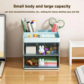 Small desktop organizer with drawers by eprolo, office storage box for pens, paper clips, and small office supplies on a desk.
