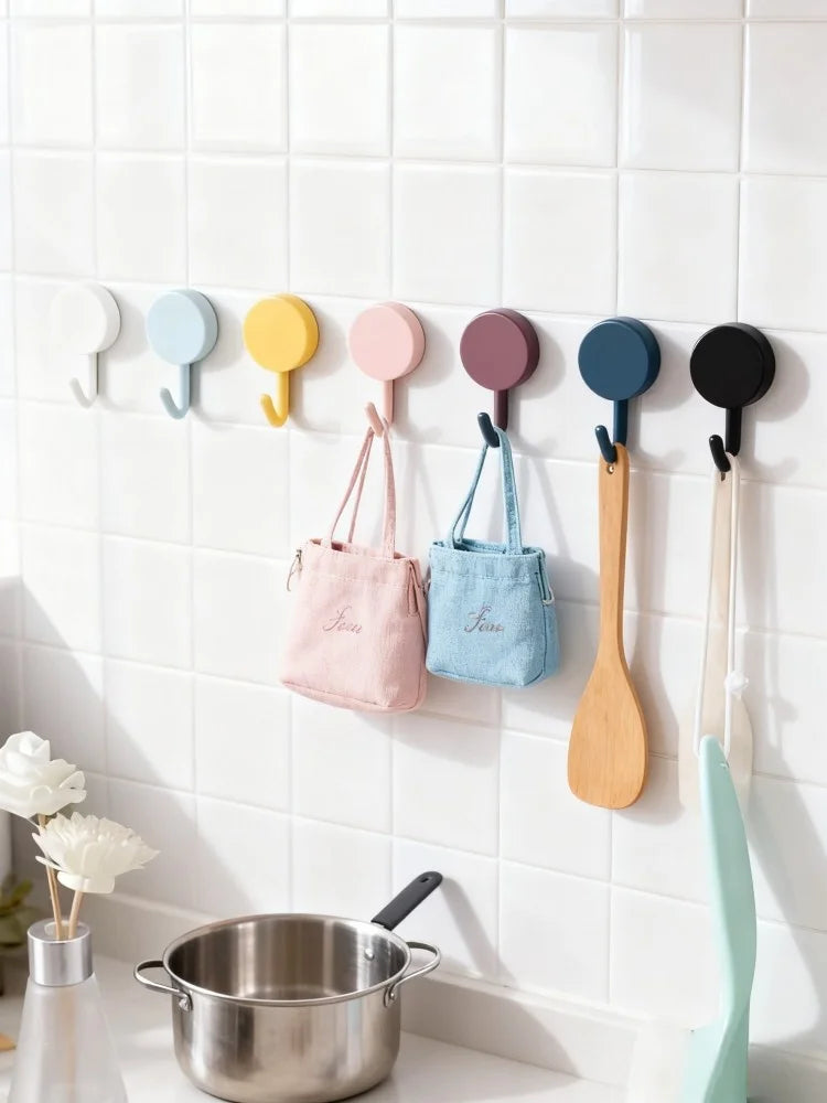 10-Pack Mini Adhesive Hooks - Mixed Color Multi-Purpose Hangers