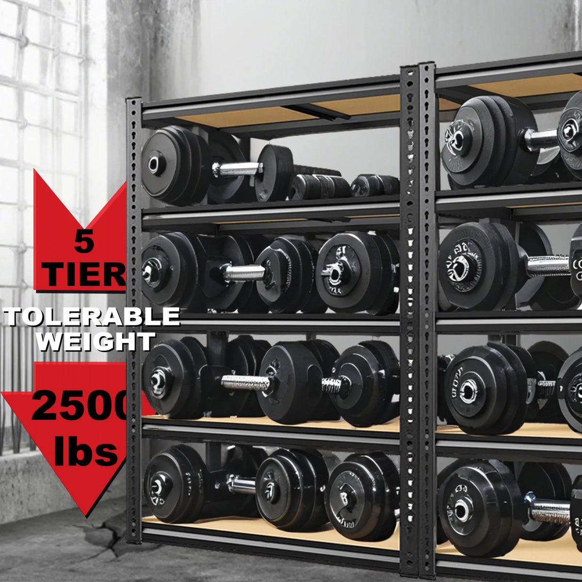 Heavy-duty eprolo garage shelving unit with 72-inch width and 60-inch height, featuring durable storage shelves for 2000 lbs capacity.