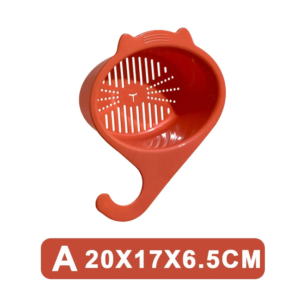 Kitchen Sink Drain Basket Multifunctional Cat Shape Faucet Filter Basket Shelf