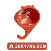 Eprolo kitchen sink drain basket with a cute cat shape faucet filter and shelf for catching debris and organizing sink area.