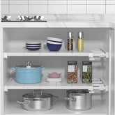 White expandable divider for wardrobe storage with punch-free, retractable layers from eprolo, suitable for organizing clothes and accessories.