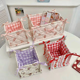 Square storage basket from eprolo, floral desktop organizer with handles, ideal for keeping small items tidy and accessible.