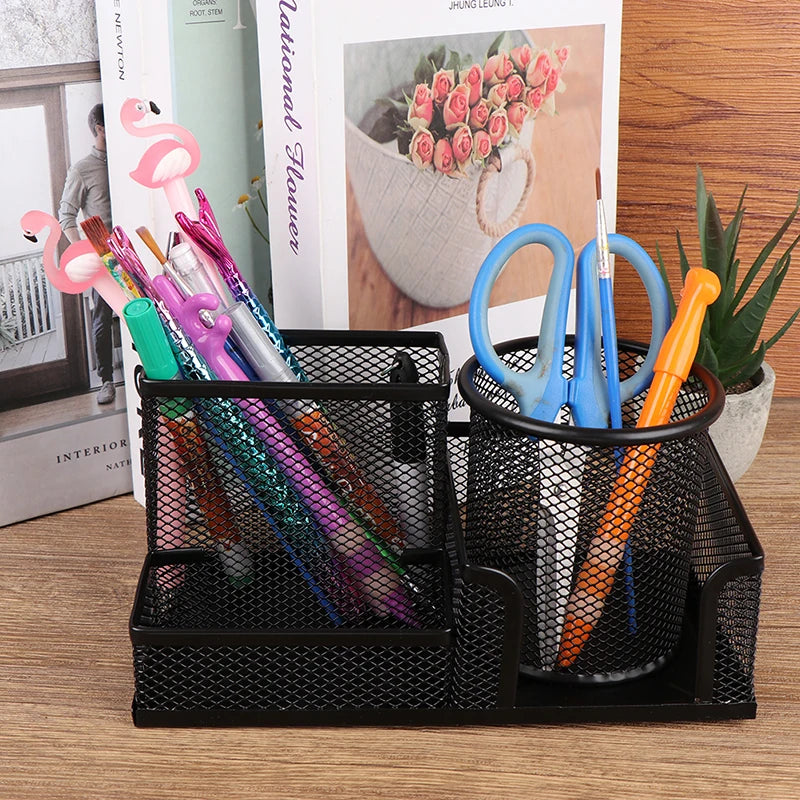 Desk Stationery Organizer Creative Metal Pen Holder Pencil File Storage Rack