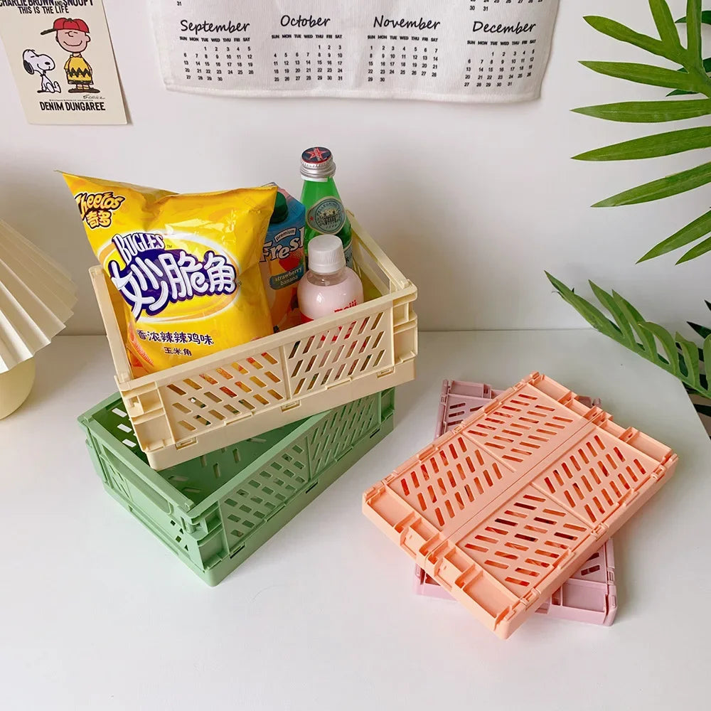 Foldable Storage Box with Handles Collapsible Crate Organization