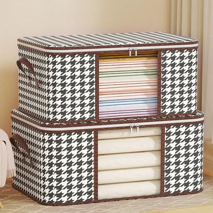 Eprolo houndstooth storage quilt bag with portable, multifunctional design, featuring a visual pattern and spacious interior.