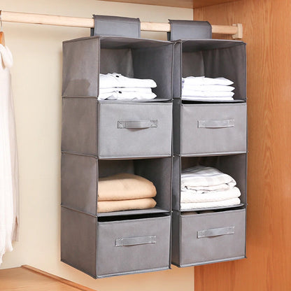 Cotton linen hanging storage bag with drawer-style compartments, ideal for wardrobe organization in a stylish eprolo hanging organizer.