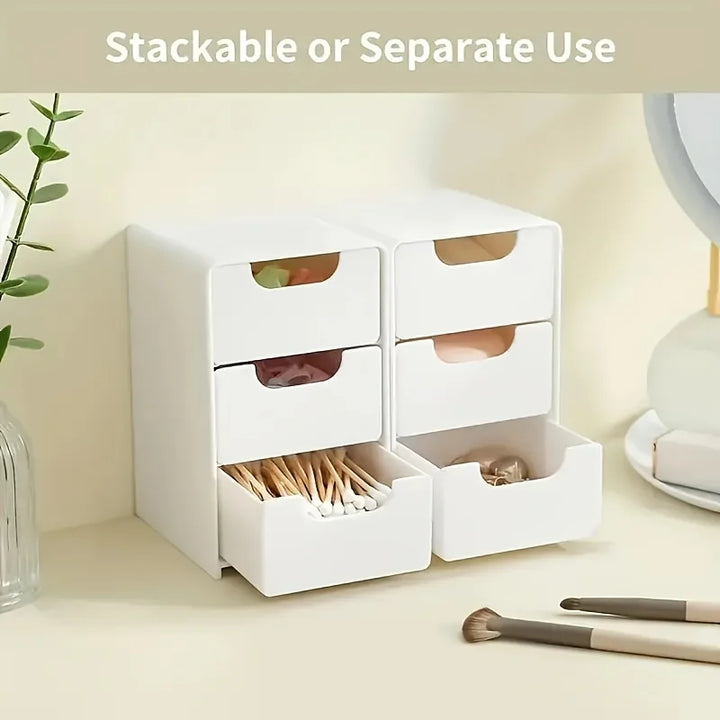 Portable Divider Box Chic 3-Tier Desk Organizer with Drawers Storage