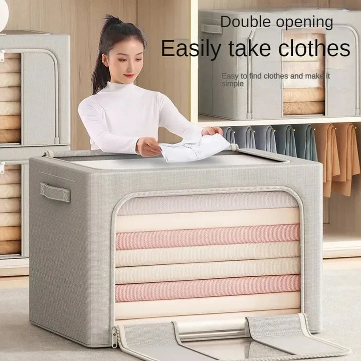 Household Closet Storage Basket 3PCS Large Capacity Steel Frame