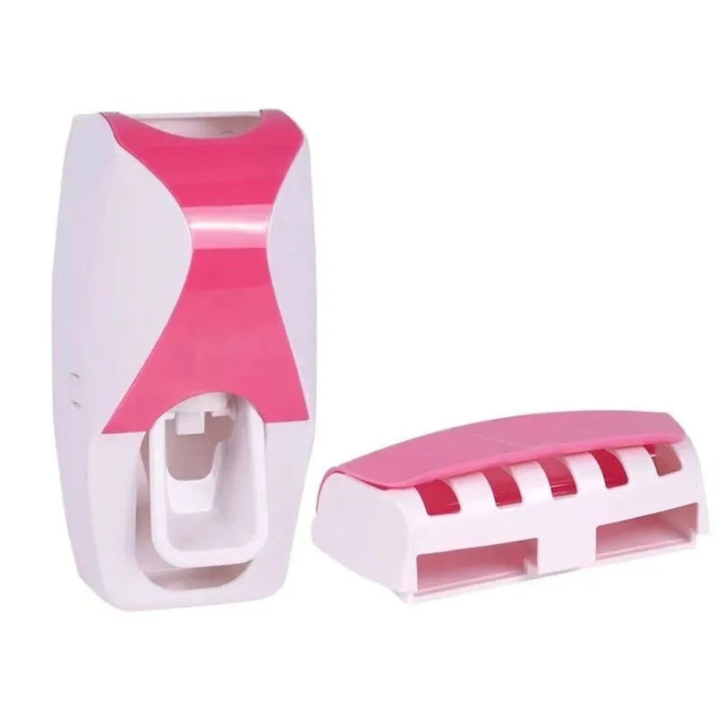 Wall-Mounted Toothbrush & Toothpaste Holder Set with Automatic Dispenser