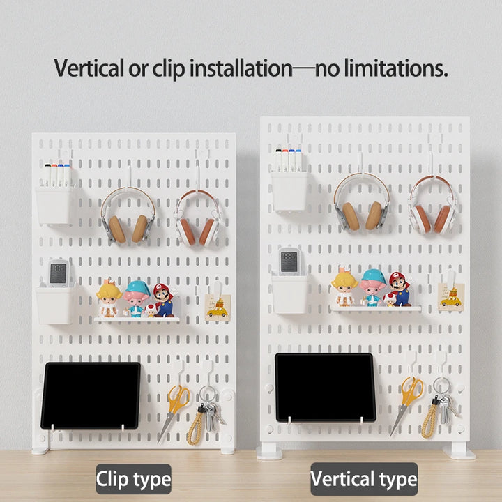 Home & Office Desktop Pegboard: Height-Adjustable Standing Storage Rack